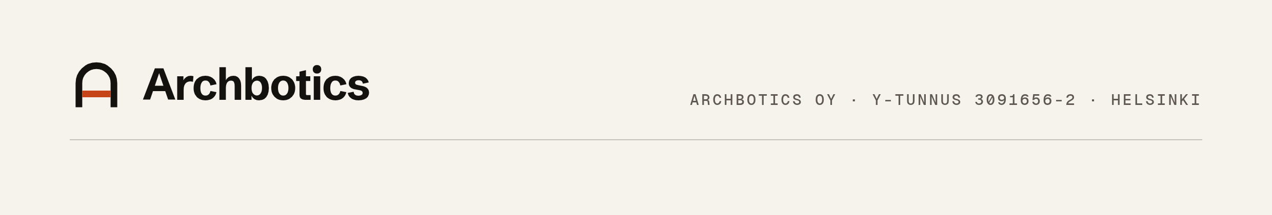 Letterhead header strip: the wordmark lockup, the legal line, and a hairline across the sheet