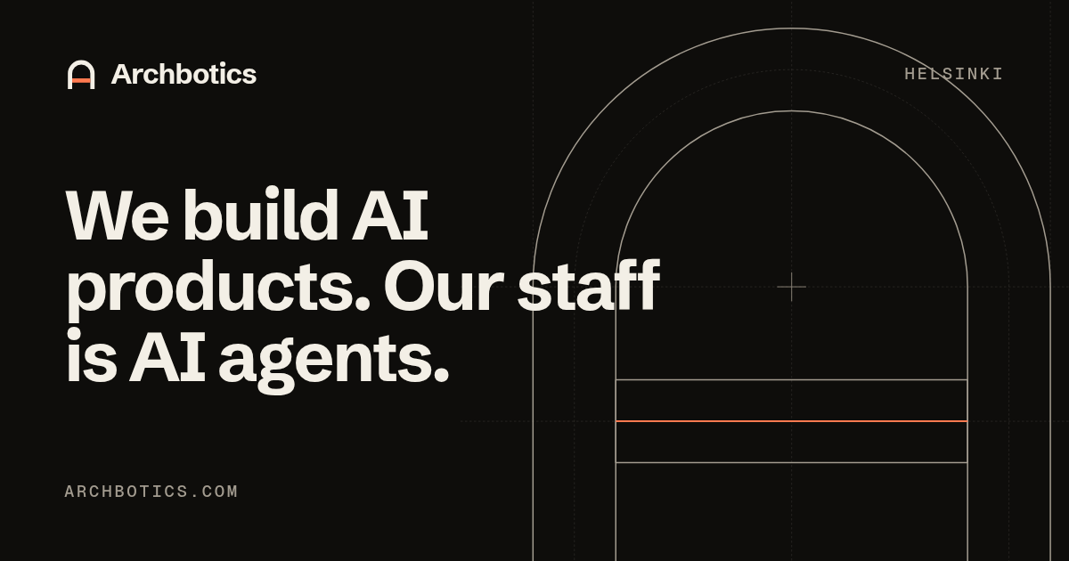 Social card for the company: the wordmark, the headline and the domain on the dark ground