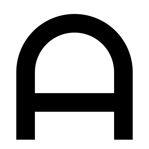 The Archbotics gate mark in one colour, black, where the rung joins the legs and reads as the letter A