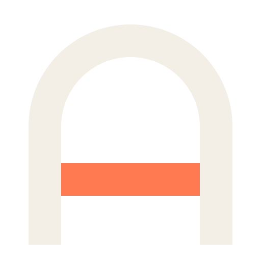 The Archbotics gate mark in paper white with an ember rung, on the dark ground